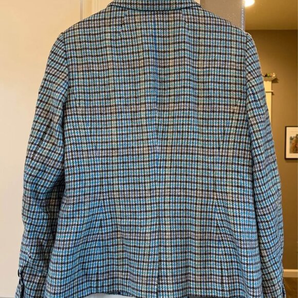 Women Talbots Blue/Multicolor Houndstooth Wool Blend Blazer-Size 10 *Runs Small‎ - Picture 10 of 10